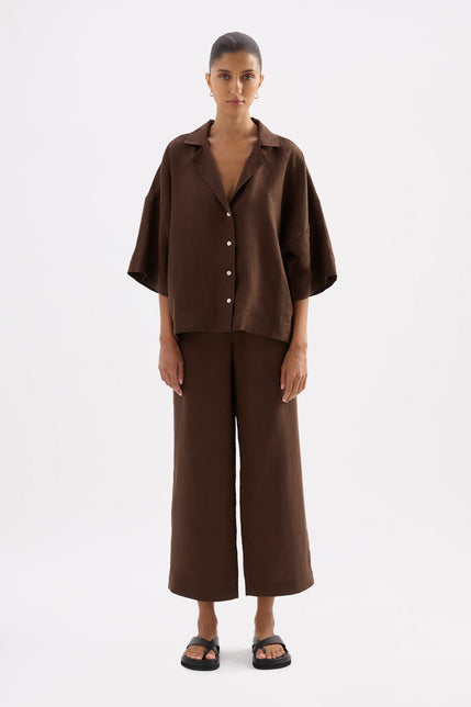 Lounge Linen Shirt Chocolate 