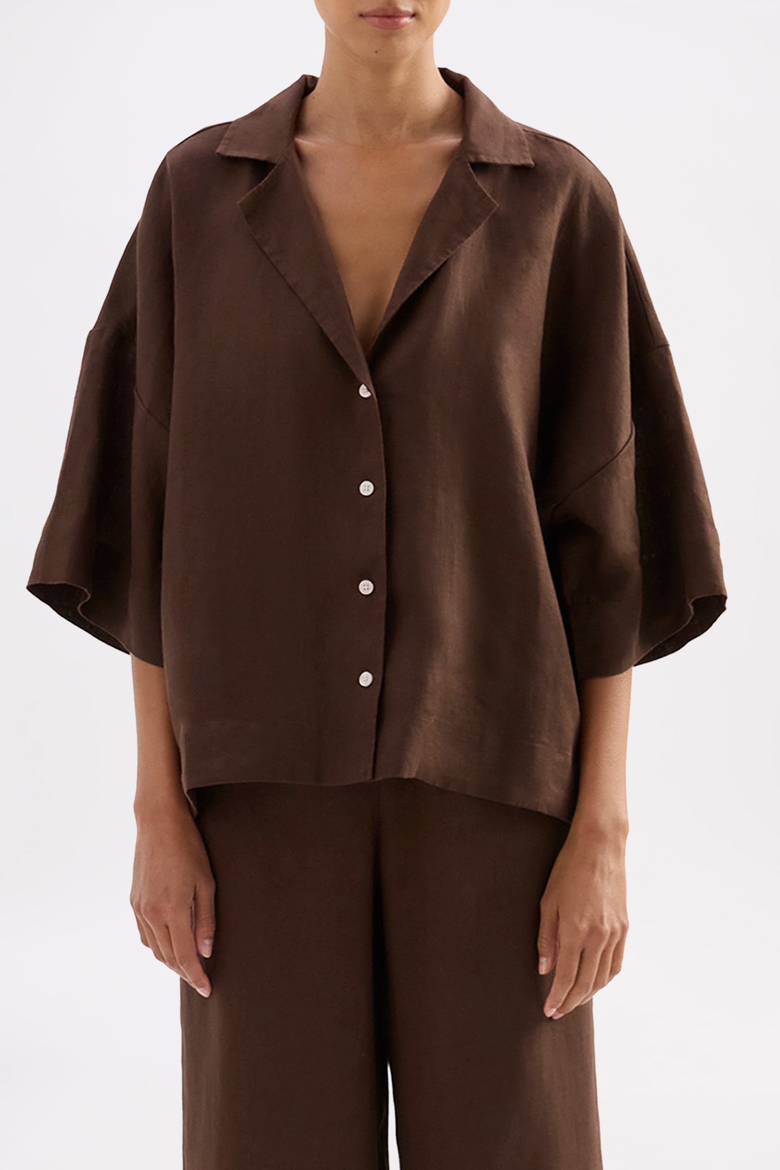 Lounge Linen Shirt Chocolate 