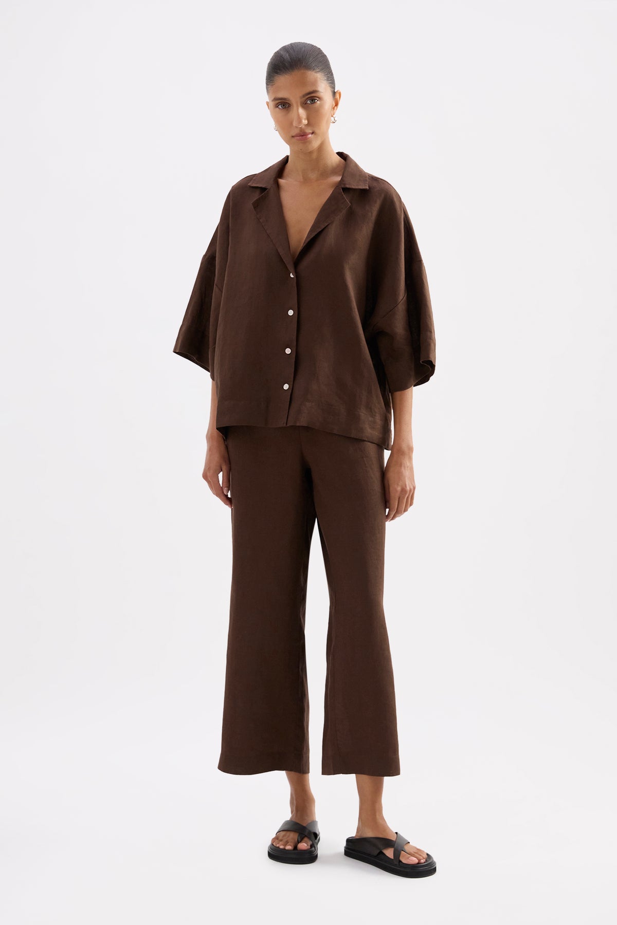 Lounge Linen Shirt & Crop Pant Set 