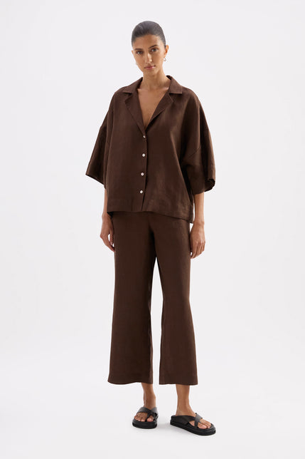 Lounge Linen Shirt & Crop Pant Set 