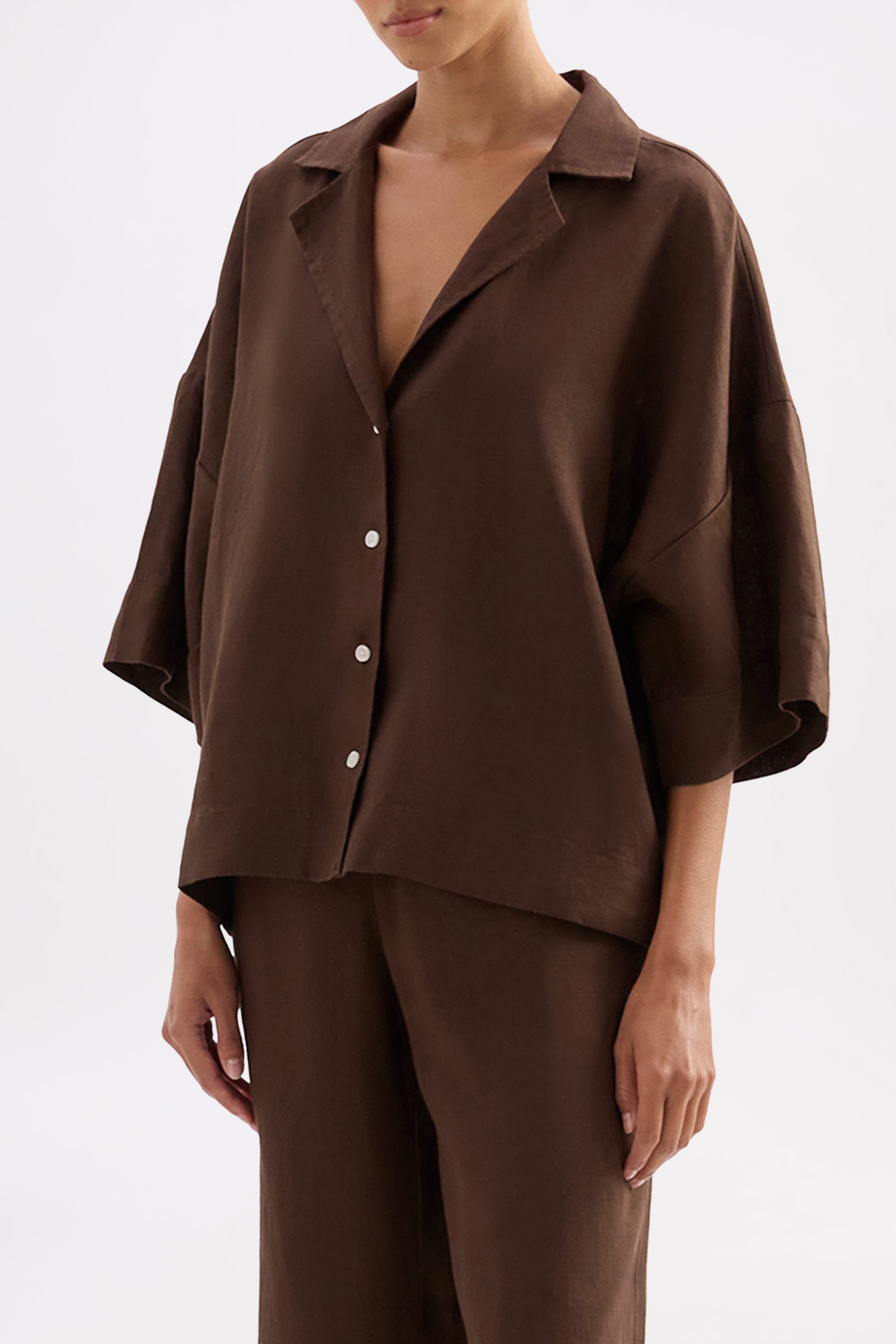Lounge Linen Shirt Chocolate 