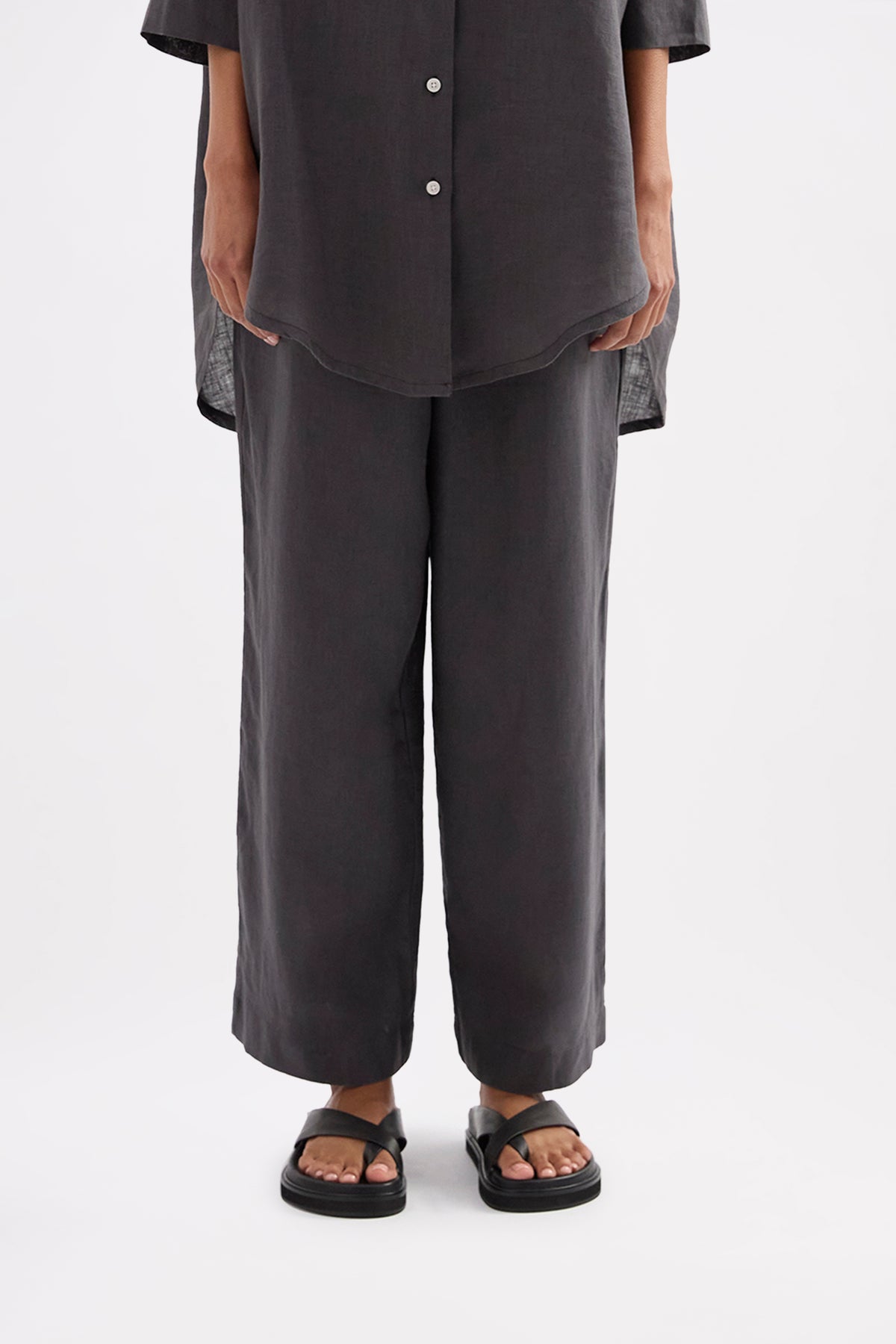 Lounge Linen Longline Shirt & Crop Pant Set 