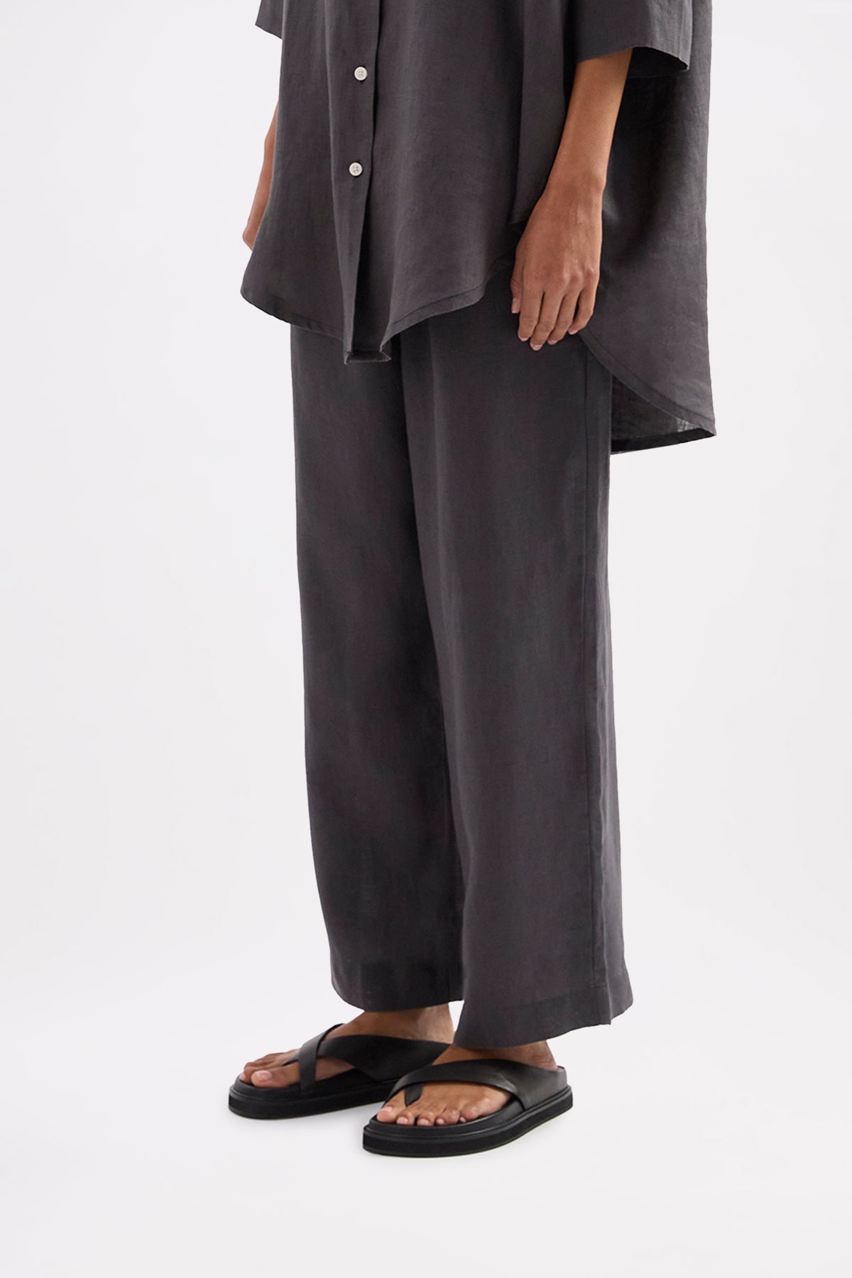 Lounge Linen Longline Shirt & Crop Pant Set 