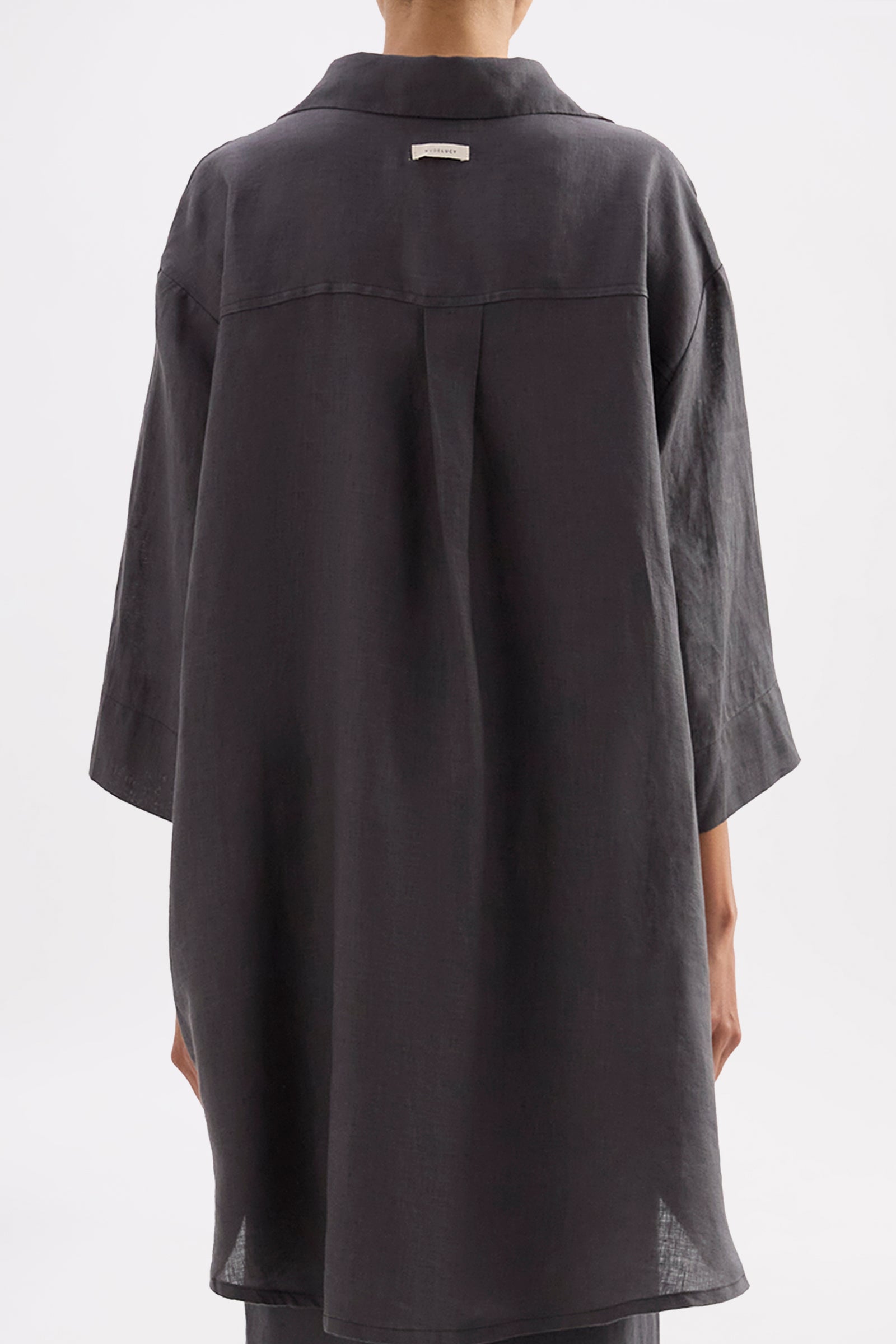 Lounge Linen Longline Shirt Coal 