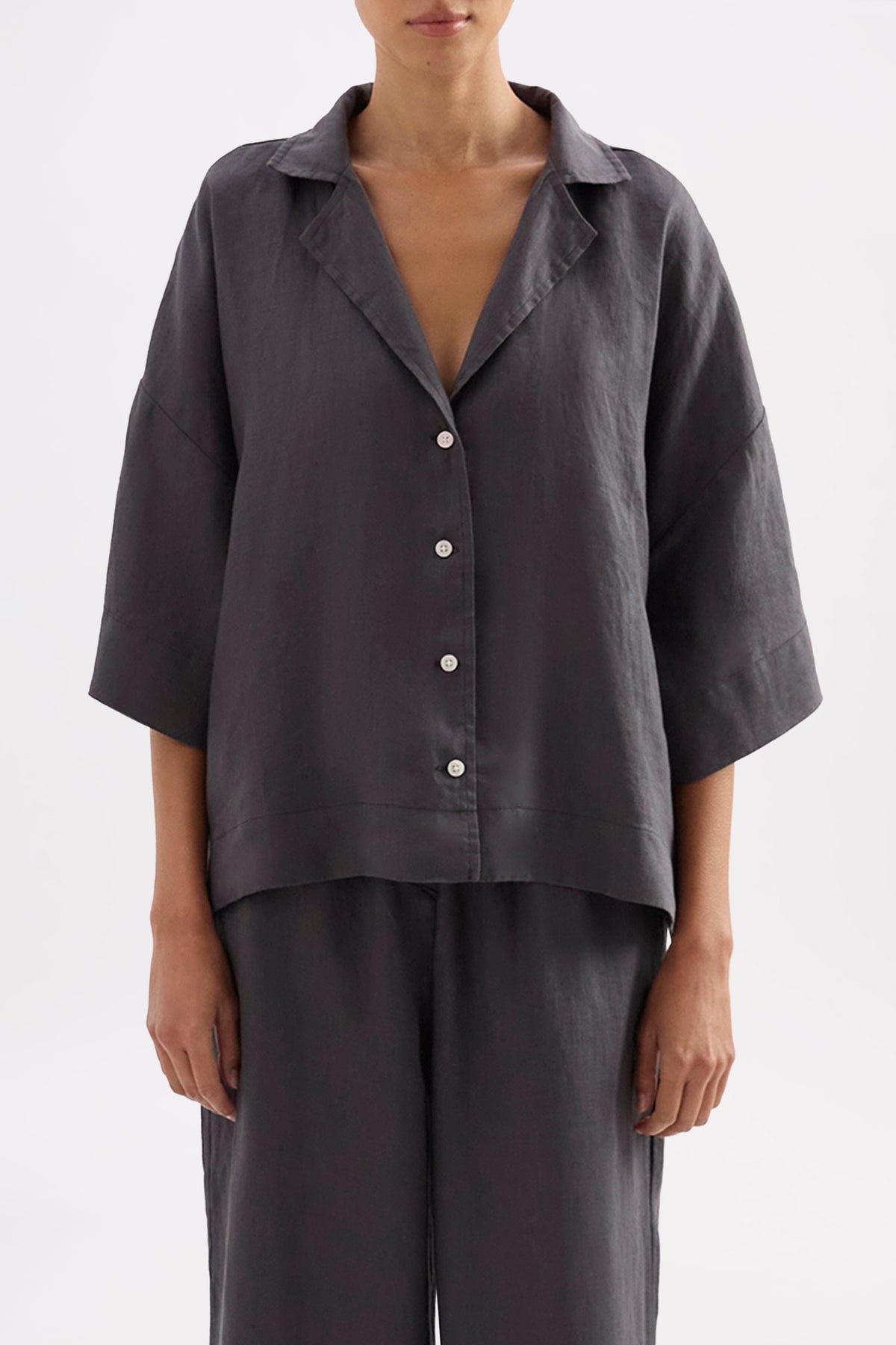 Lounge Linen Shirt & Crop Pant Set 