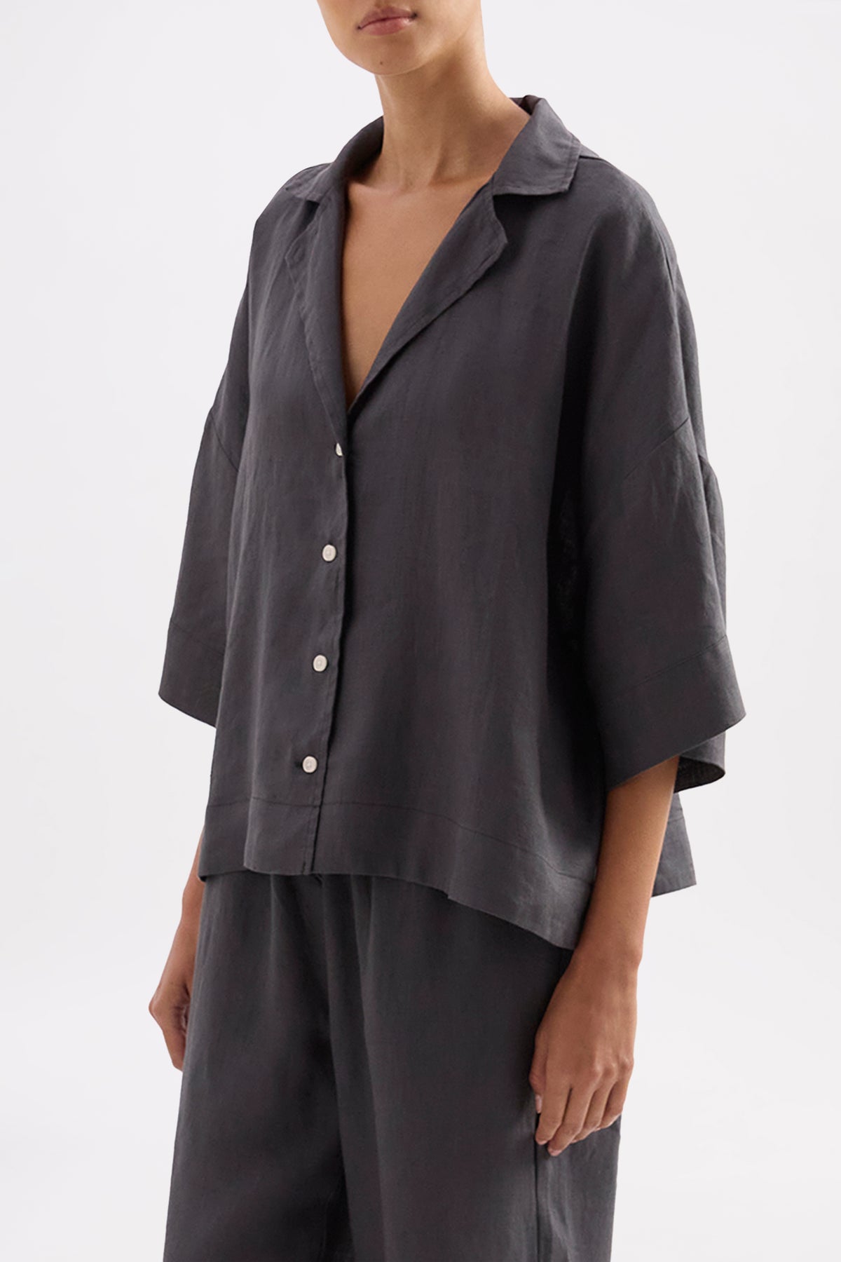 Lounge Linen Shirt & Crop Pant Set 