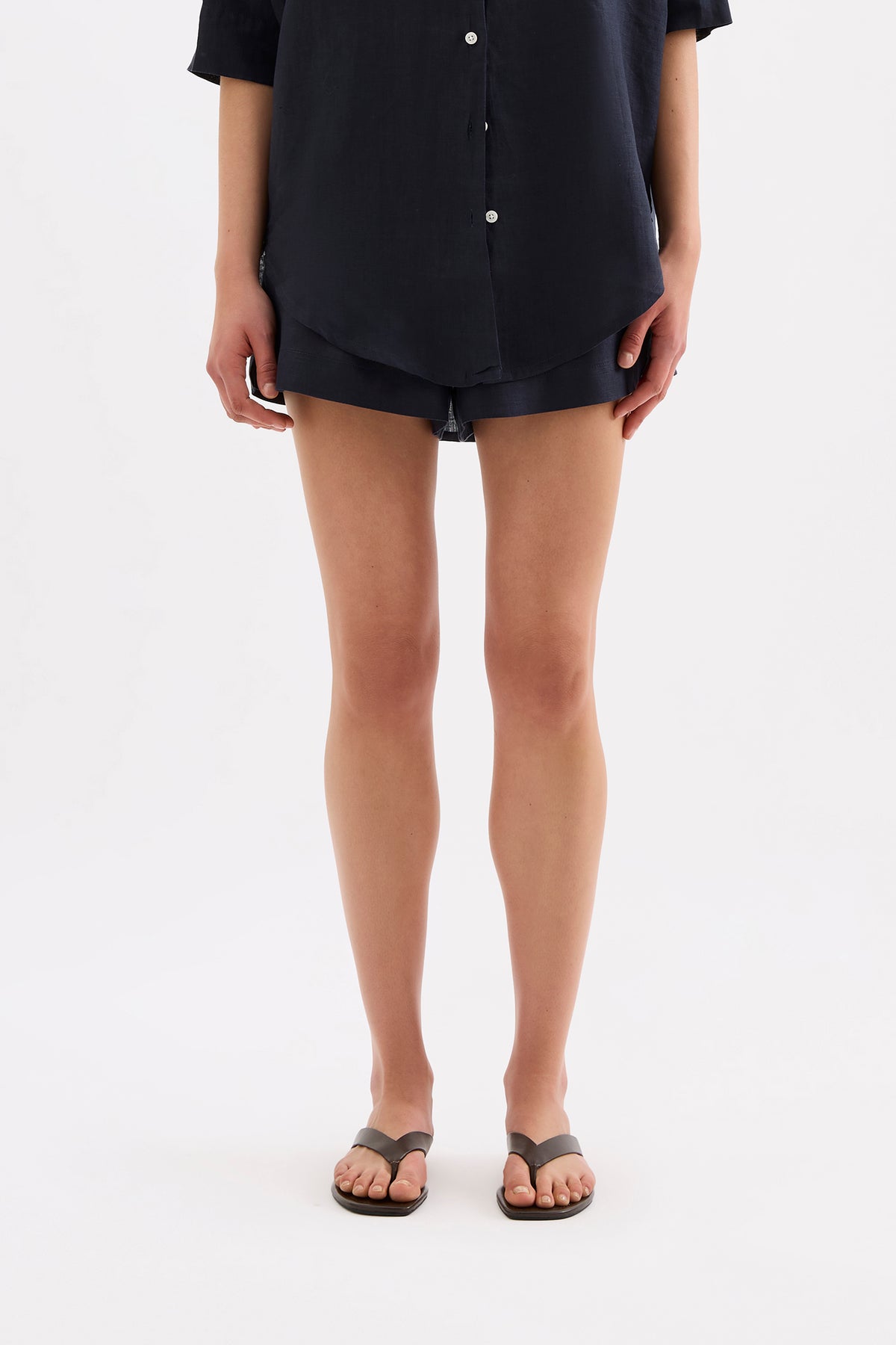 Lounge Linen Longline Shirt & Short Set 