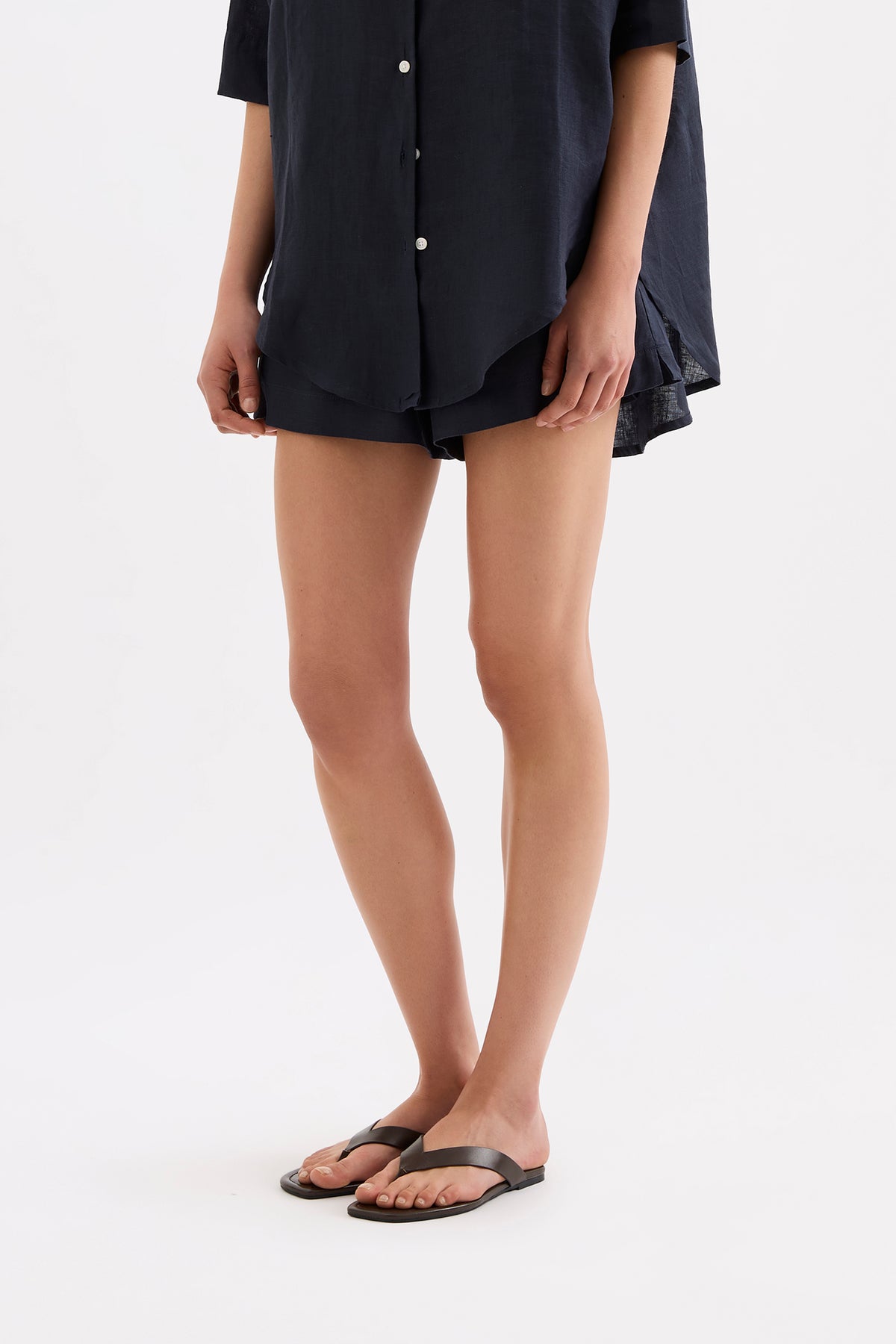 Lounge Linen Longline Shirt & Short Set 