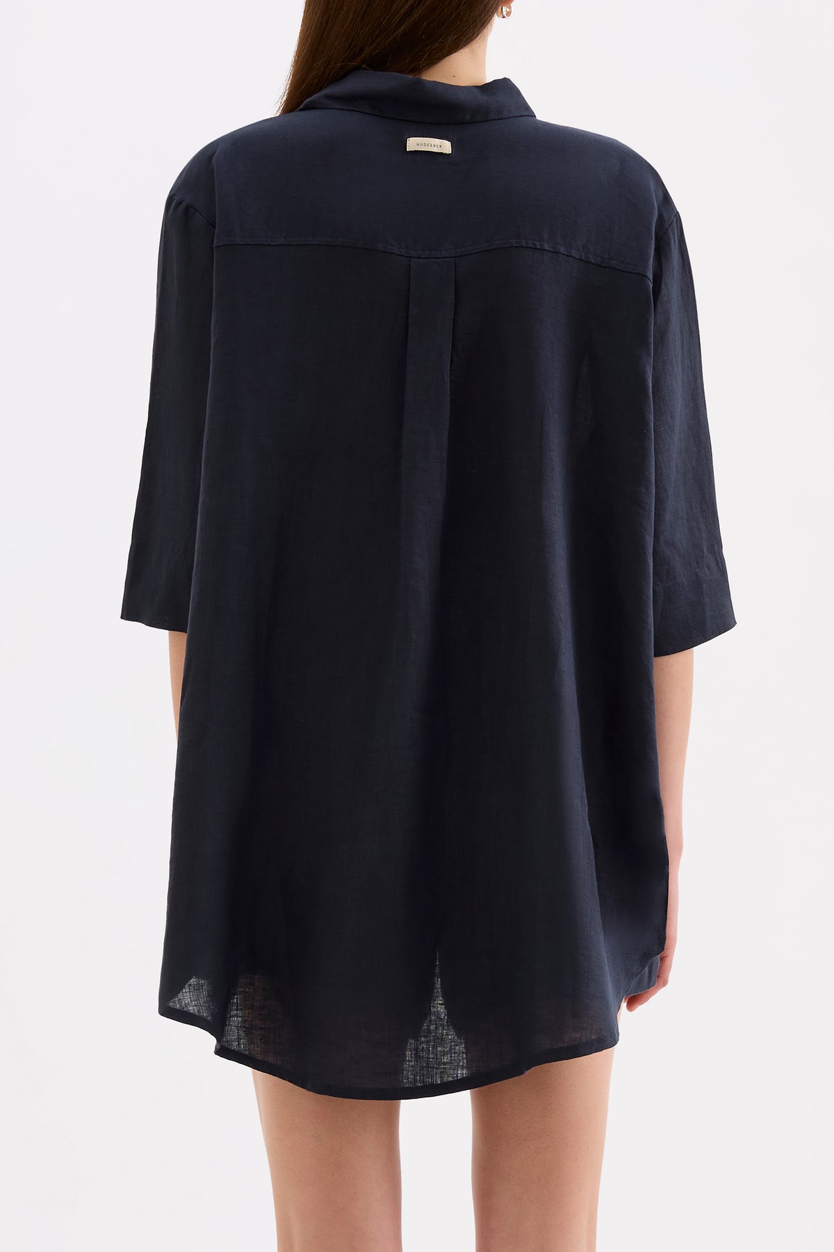 Lounge Linen Longline Shirt Ink 