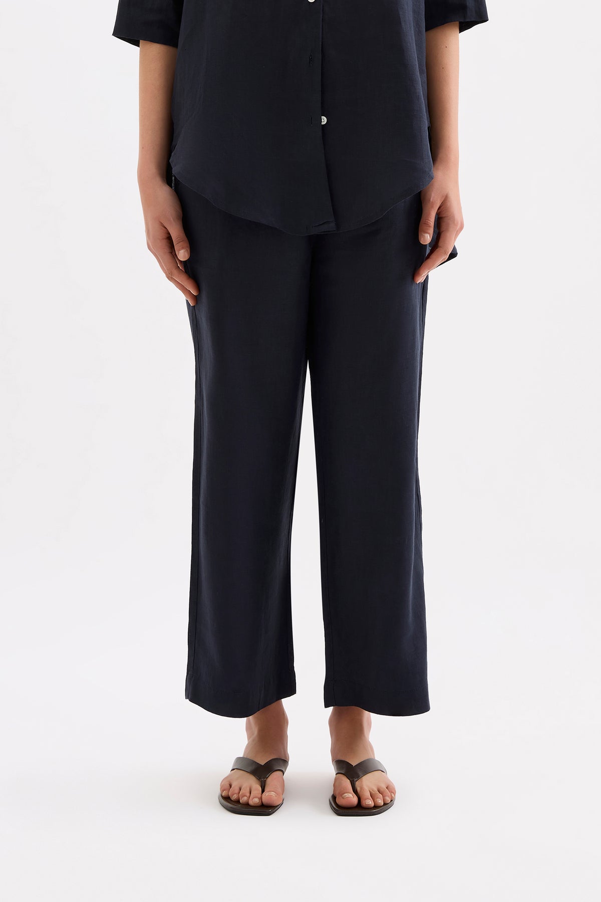 Lounge Linen Longline Shirt & Crop Pant Set 