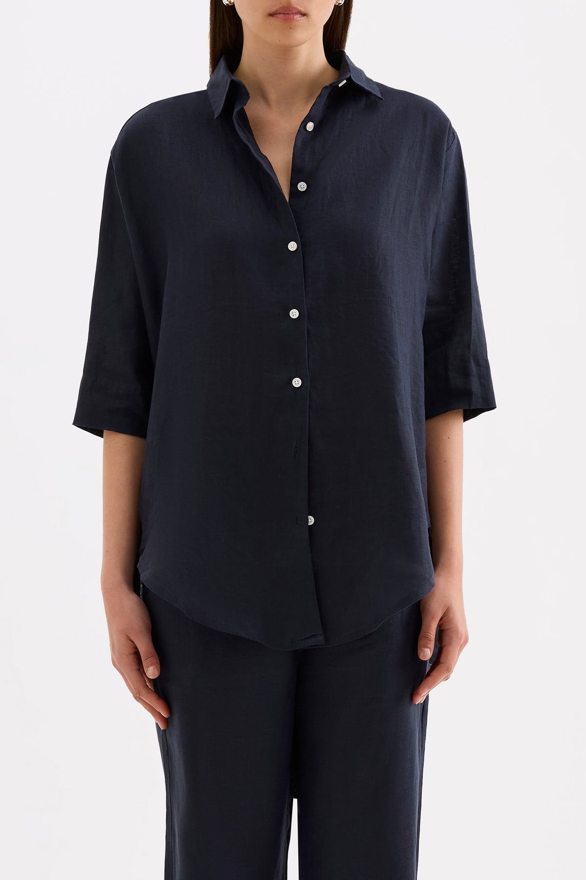 Lounge Linen Longline Shirt & Crop Pant Set 
