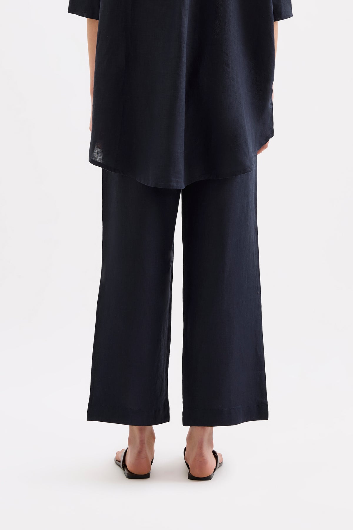 Lounge Linen Longline Shirt & Crop Pant Set 