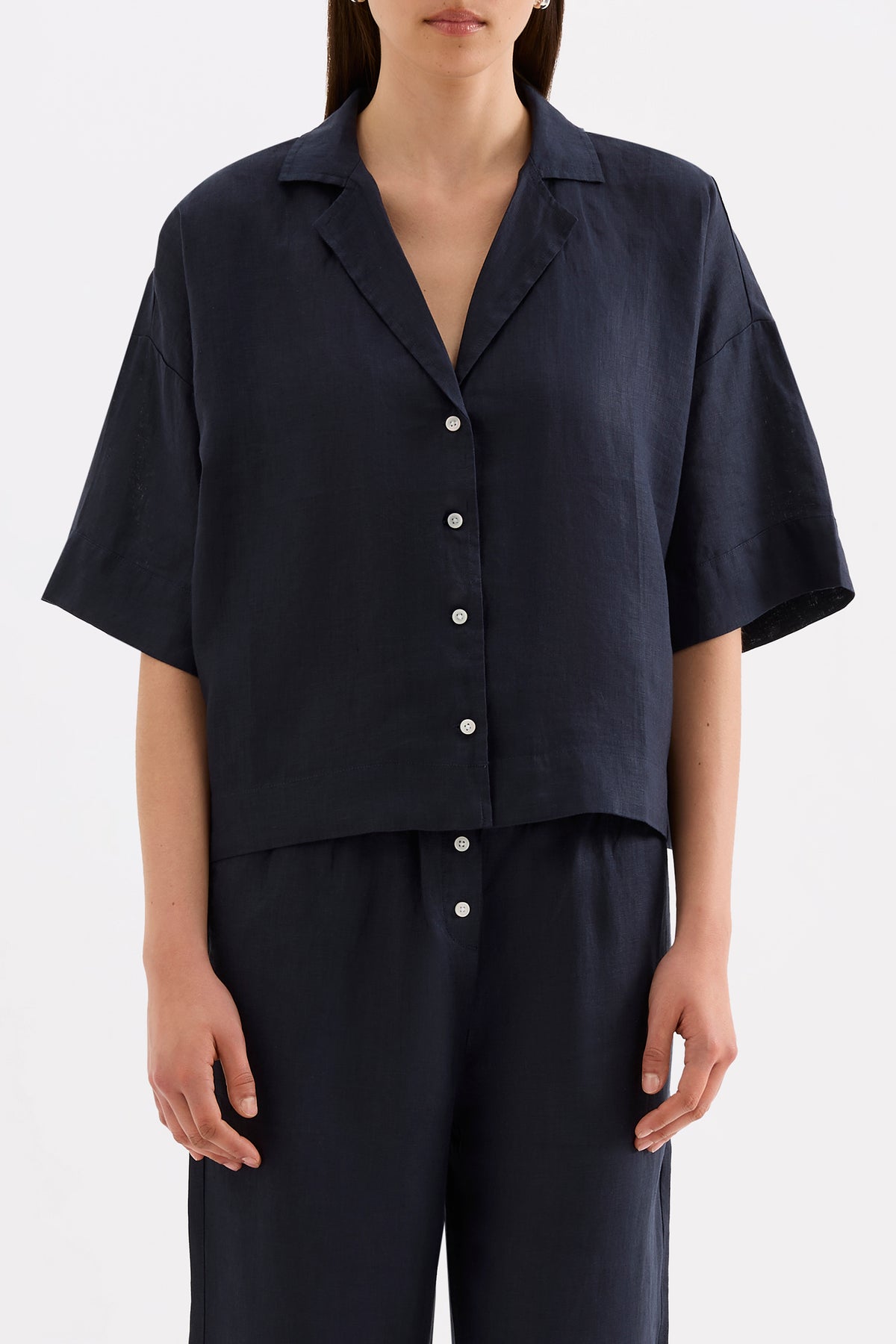 Lounge Linen Shirt & Crop Pant Set 