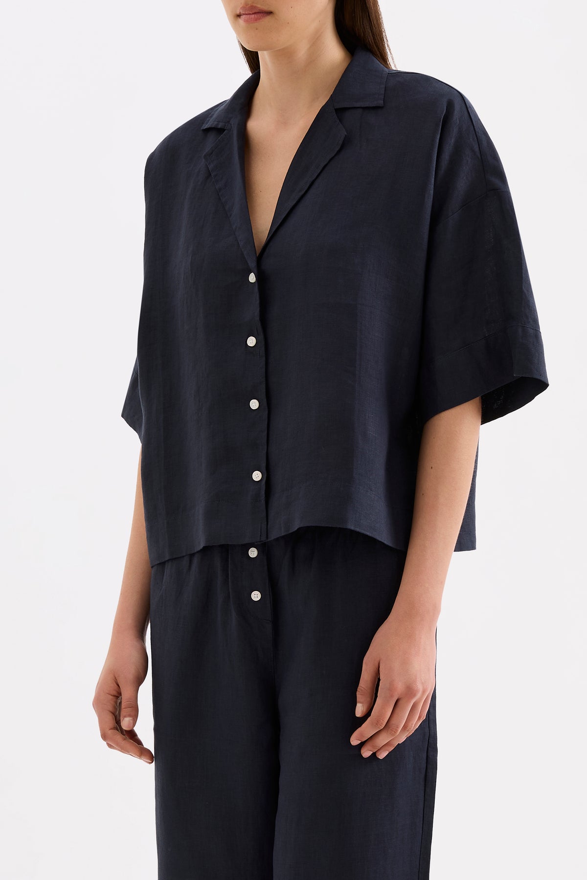 Lounge Linen Shirt & Crop Pant Set 