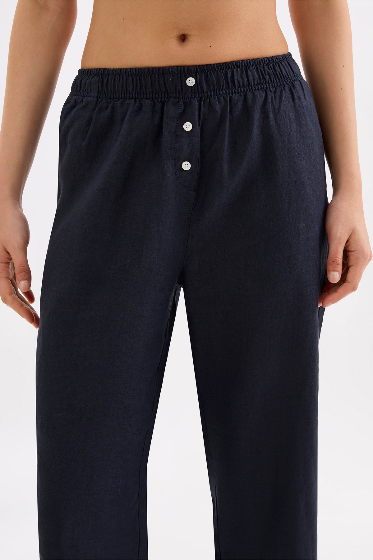Lounge Linen Crop Pant Ink 