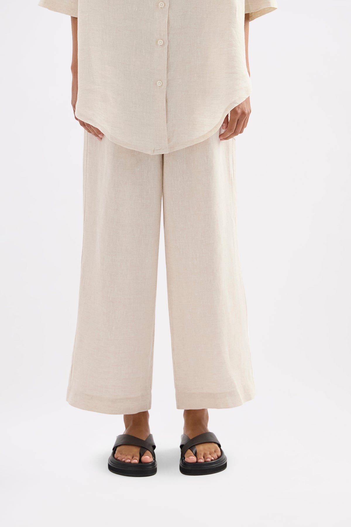 Lounge Linen Longline Shirt & Crop Pant Set 