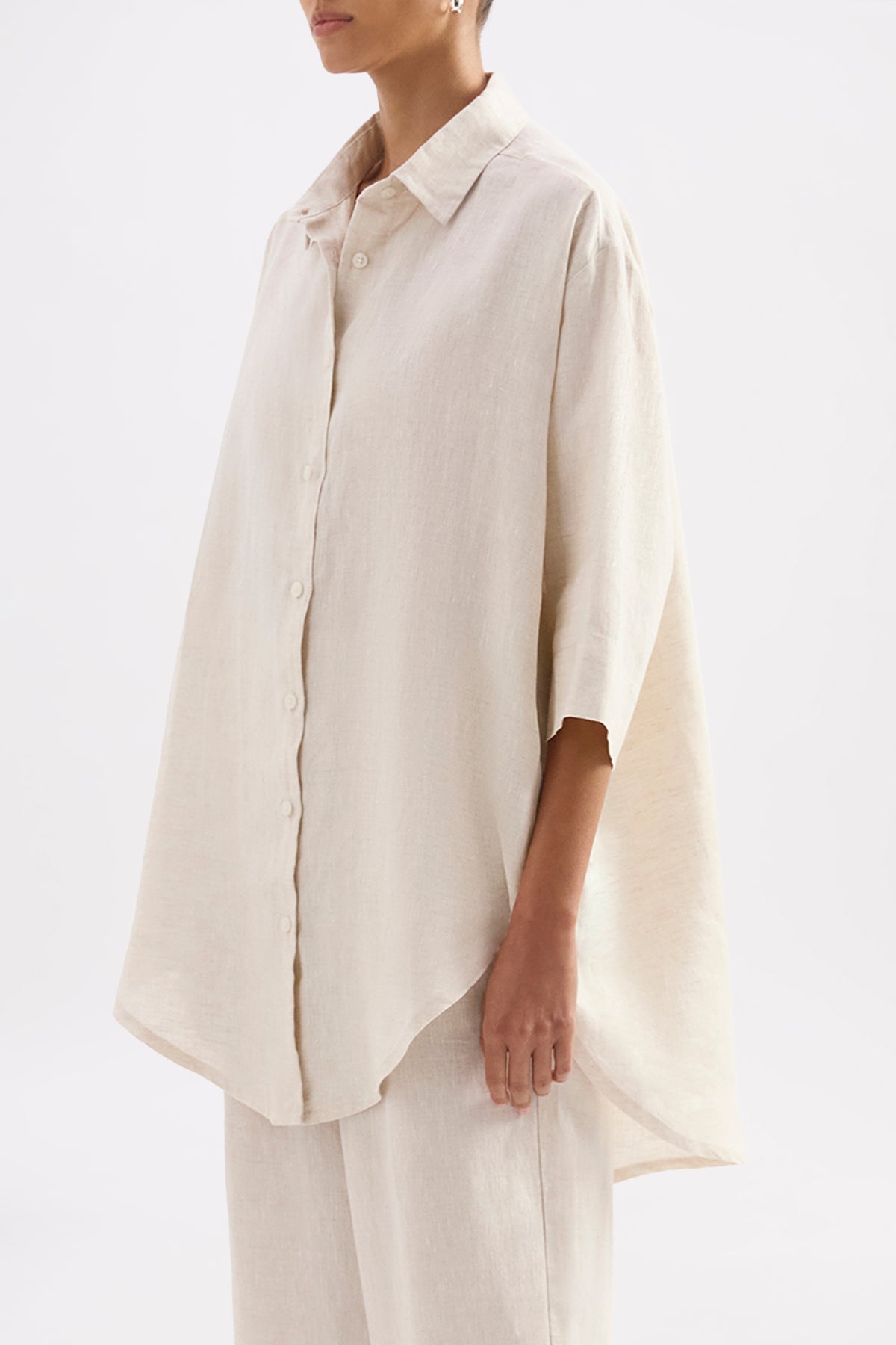 Lounge Linen Longline Shirt & Crop Pant Set 
