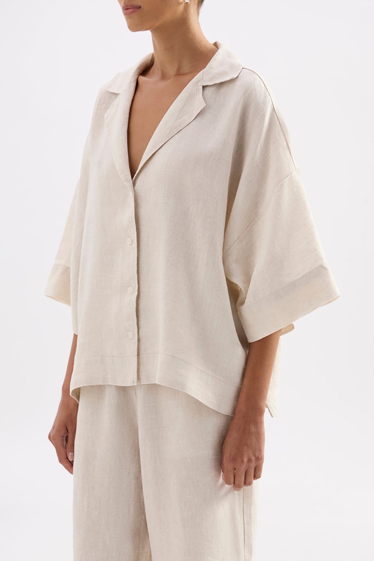 Lounge Linen Shirt & Crop Pant Set 