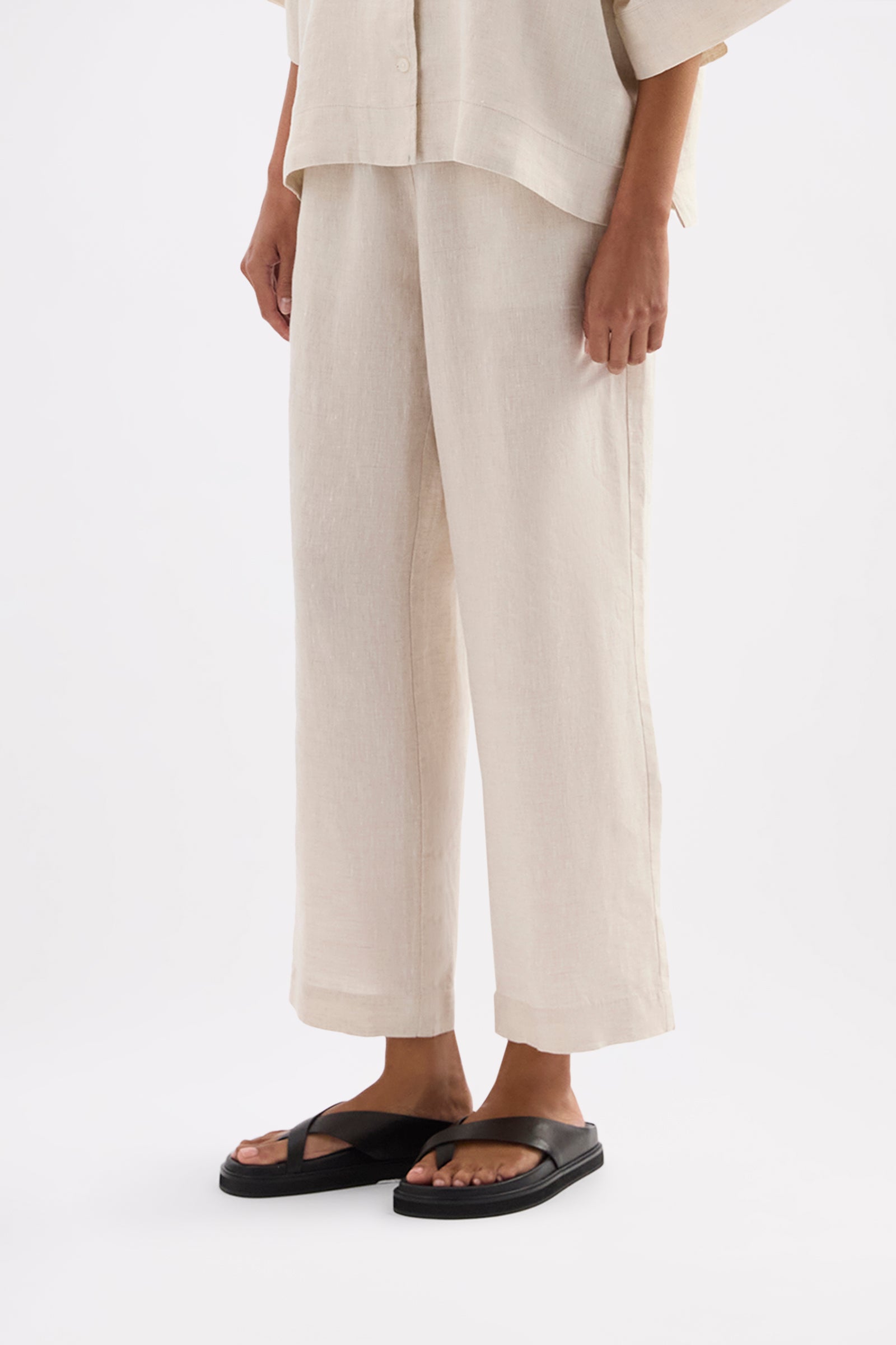 Lounge Linen Crop Pant Natural 