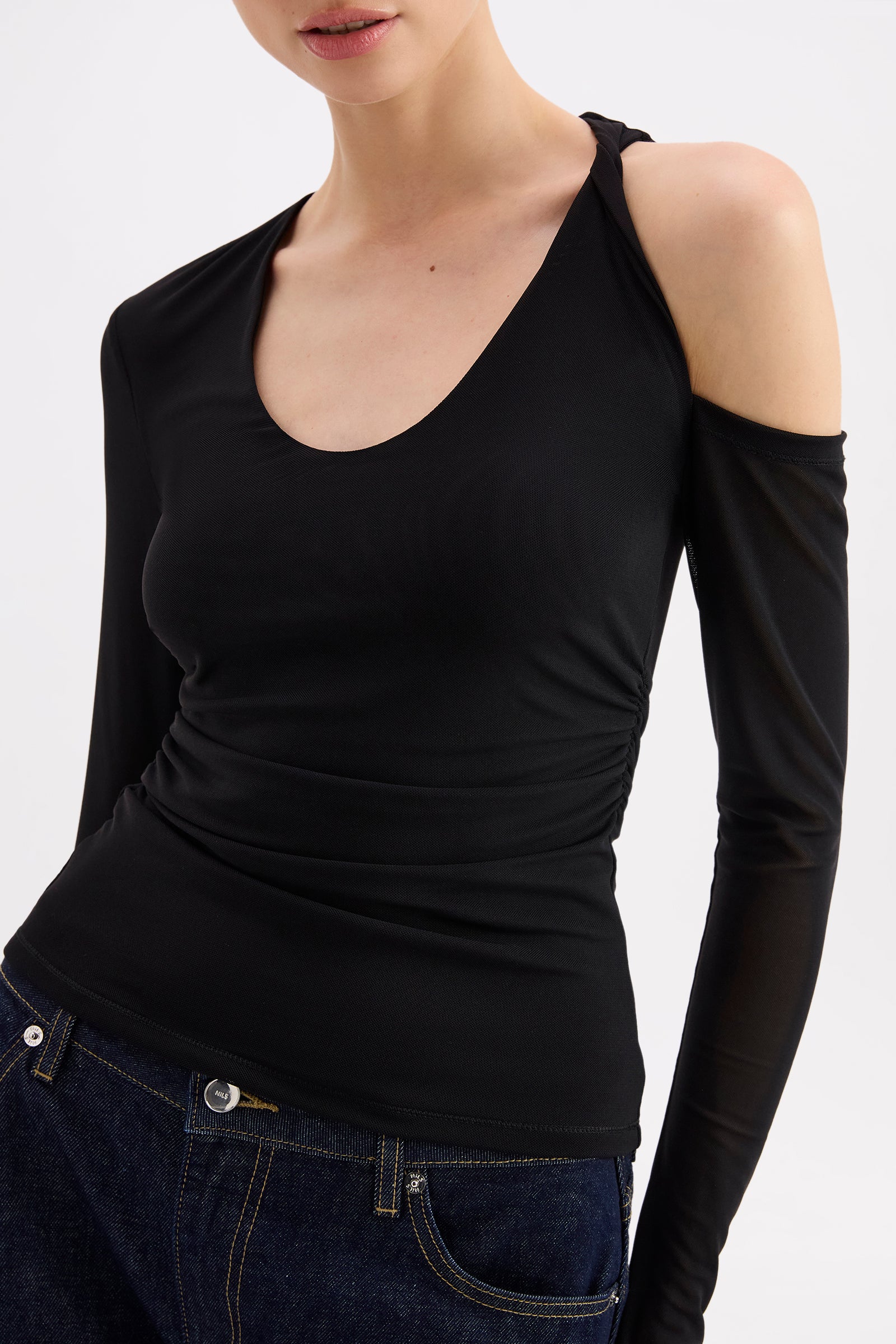 Zayd Mesh Ls Top Black 