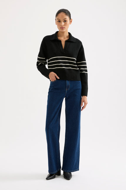 Logan Rugby Knit Black Stripe 