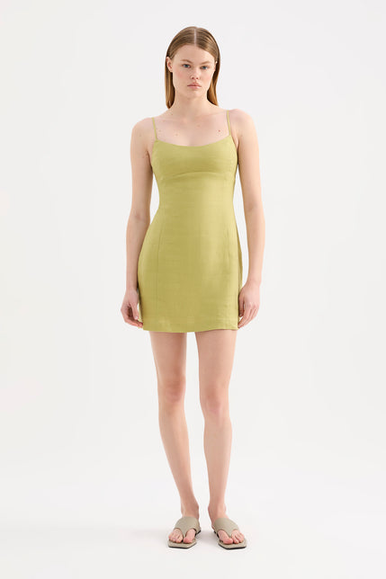 Carmela Linen Mini Dress Kiwi 