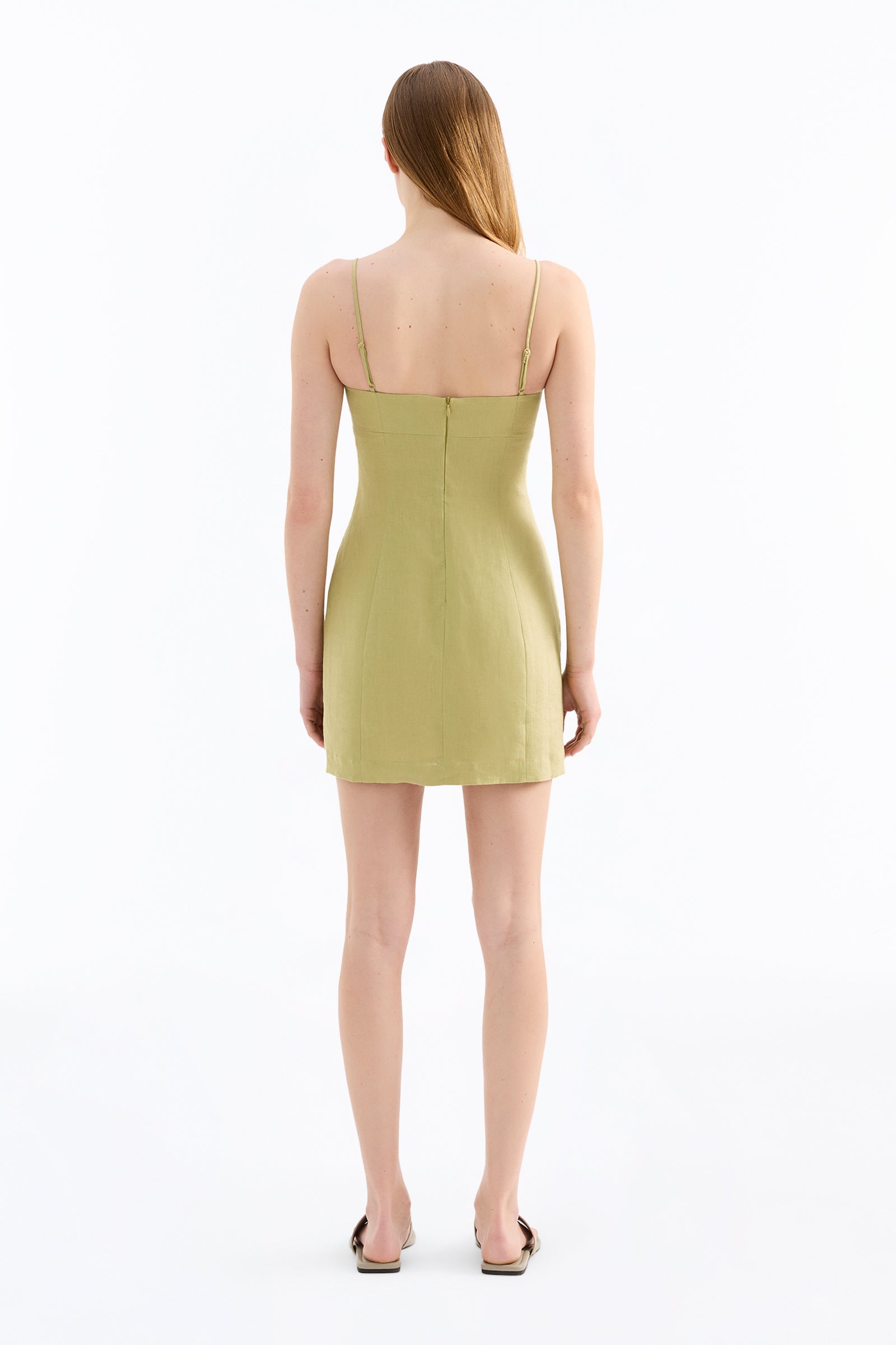 Carmela Linen Mini Dress Kiwi 