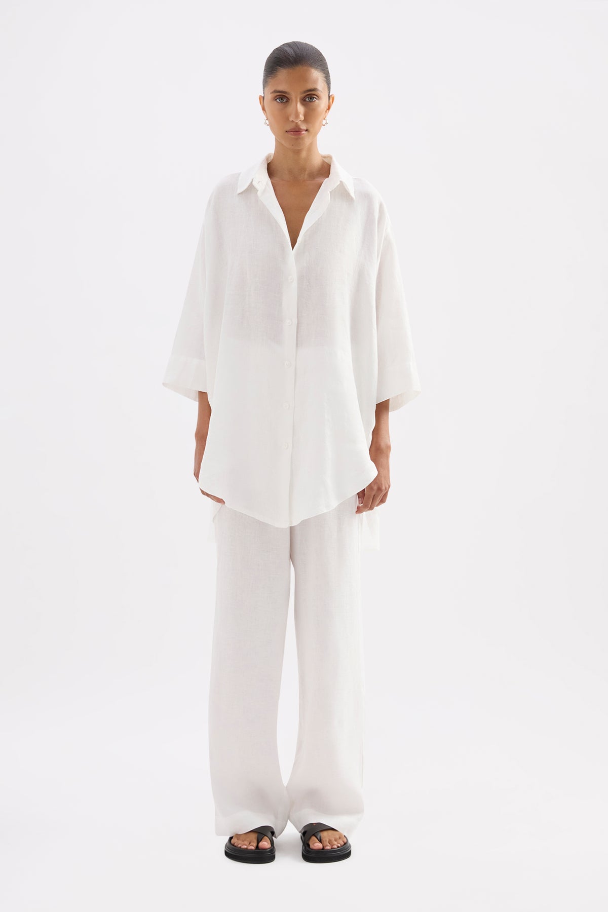 Lounge Linen Longline Shirt & Pant Set 