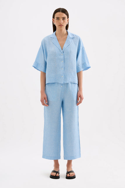Lounge Stripe Linen Shirt Cove Stripe 