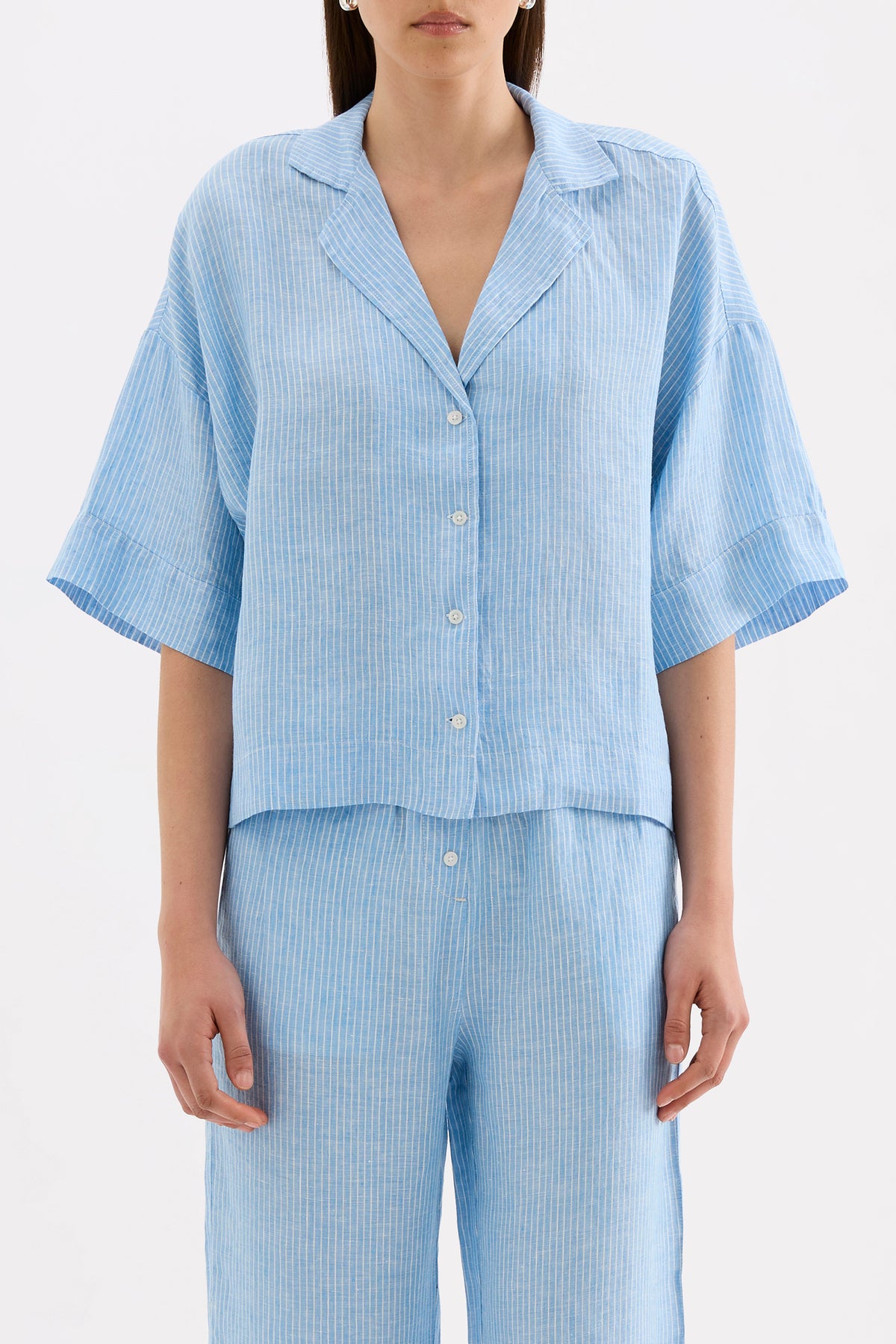 Lounge Stripe Linen Shirt Cove Stripe 
