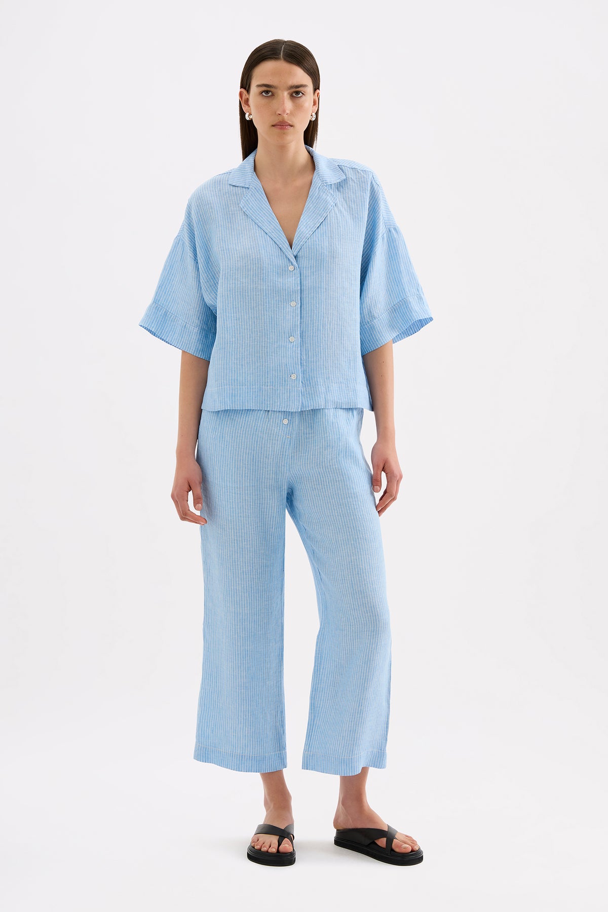 Lounge Linen Shirt & Crop Pant Set 