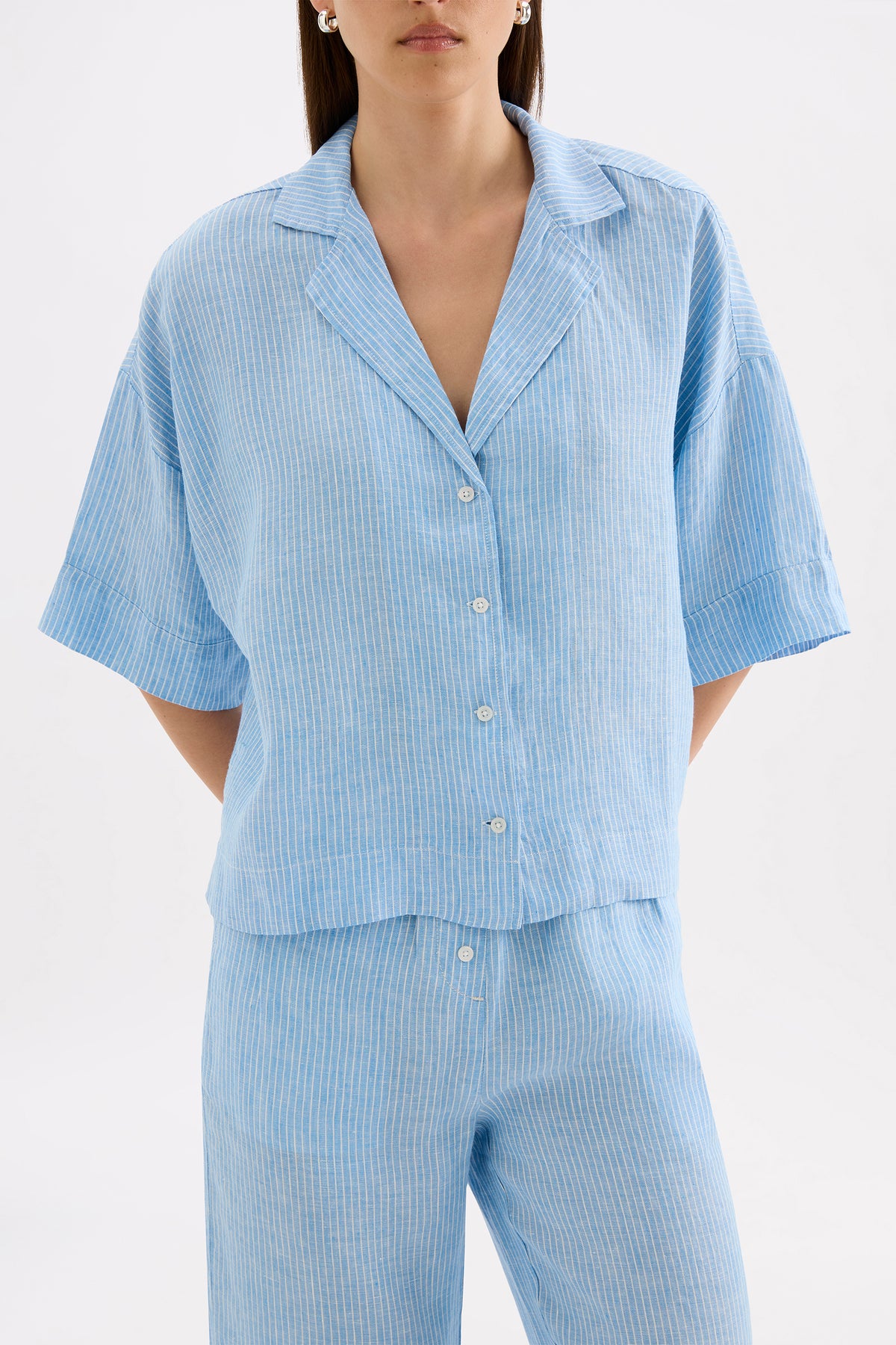 Lounge Stripe Linen Shirt Cove Stripe 