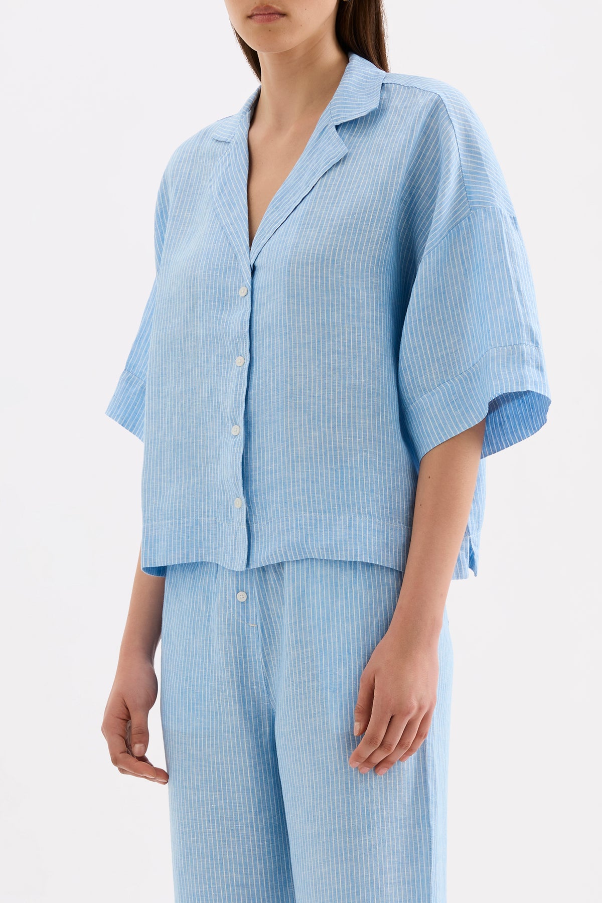 Lounge Stripe Linen Shirt Cove Stripe 