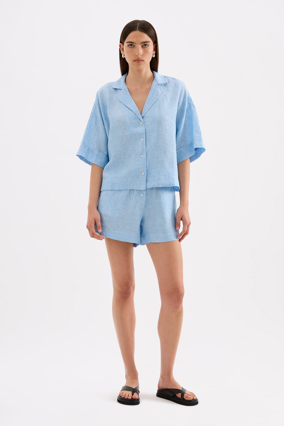 Lounge Stripe Linen Short Cove Stripe 