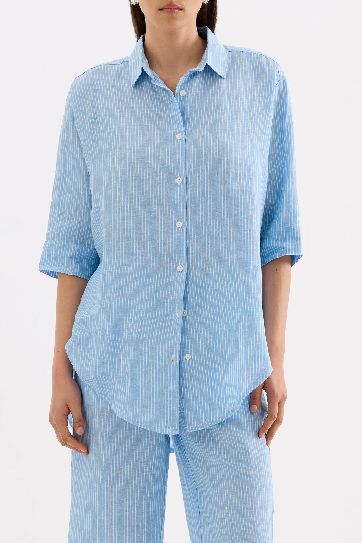Lounge Linen Longline Shirt & Crop Pant Set 