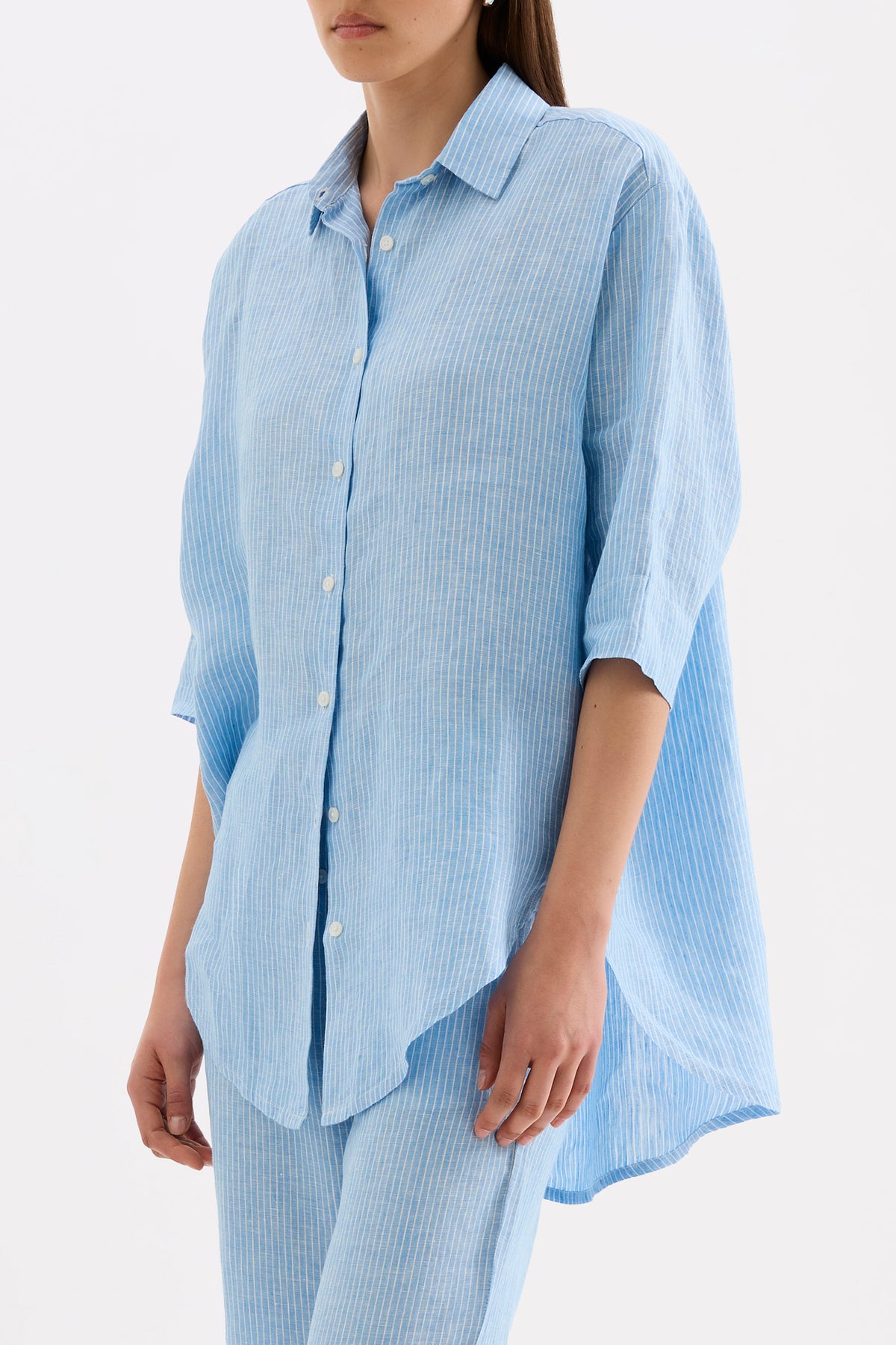 Lounge Linen Longline Shirt & Crop Pant Set 