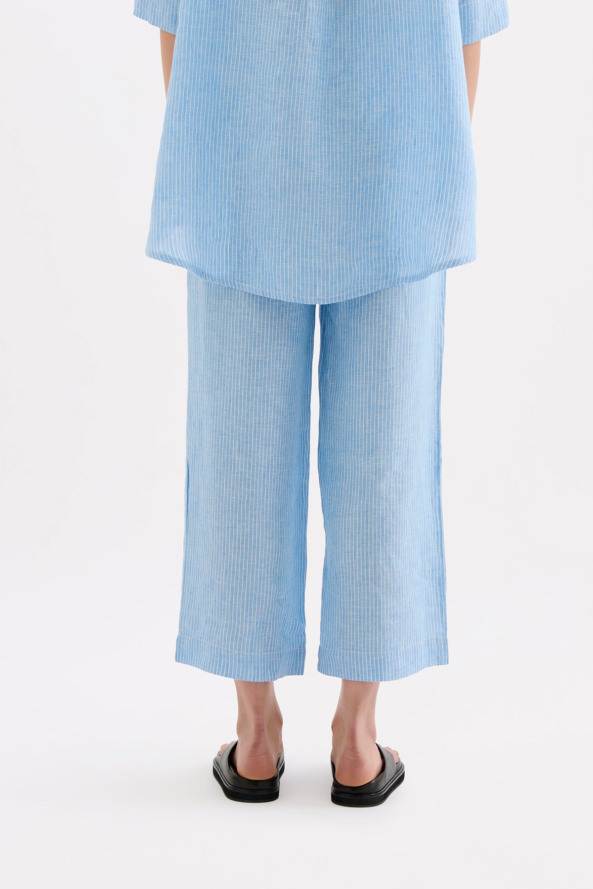 Lounge Stripe Linen Crop Pant Cove Stripe 