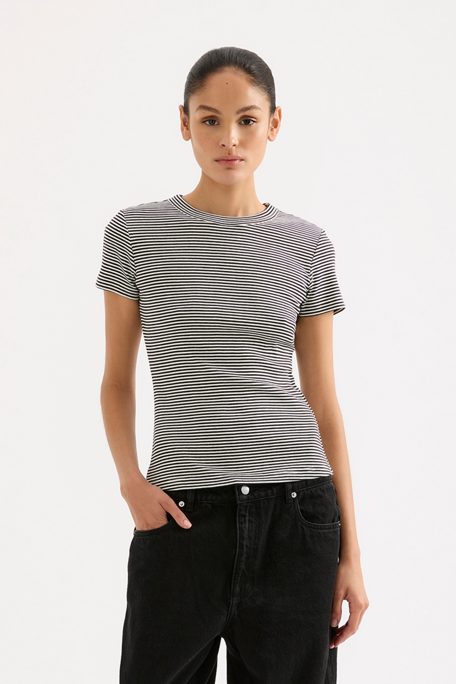 Organic Baby Tee Black Stripe 