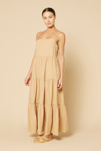 Nude Lucy Odessa Poplin Maxi Dress in a Light Brown Caramel Colour