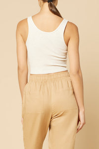 Nude Lucy Jade Button Front Waffle Tank Cream in Marle