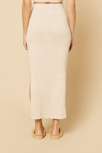Nude Lucy Harlow Knit Midi Skirt in a Light Beige Oat