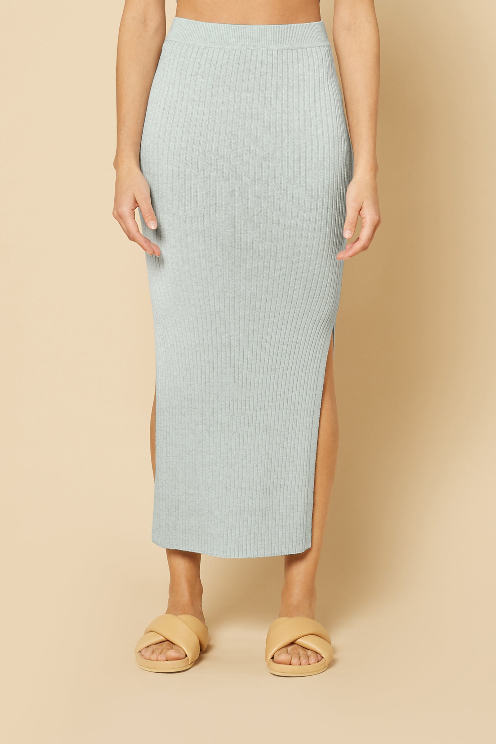 Nude Lucy Harlow Knit Midi Skirt in a Ice White Colour