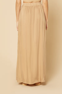 Nude Lucy Gia Cupro Maxi Skirt in a Light Brown Caramel Colour
