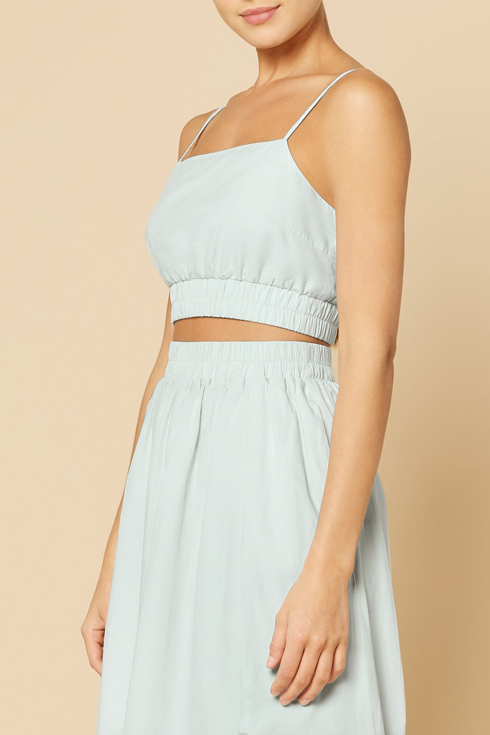 Nude Lucy Odessa Poplin Crop Camisole Top In A Ice White Colour 