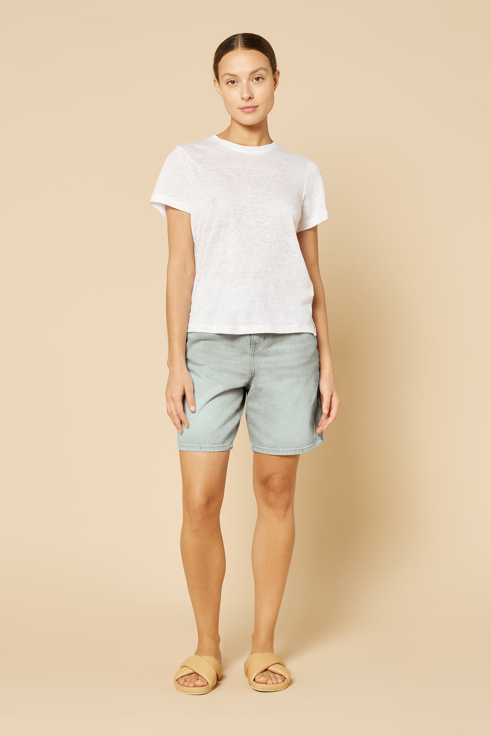 Nude Lucy Clara Linen Tee In White 