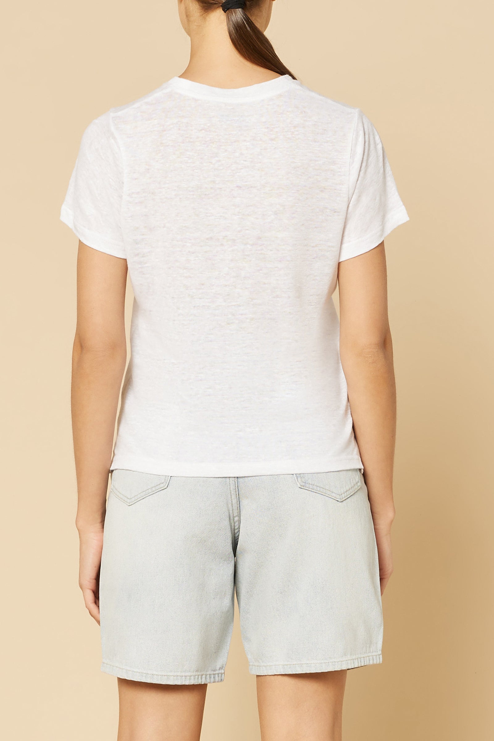 Nude Lucy Clara Linen Tee In White 
