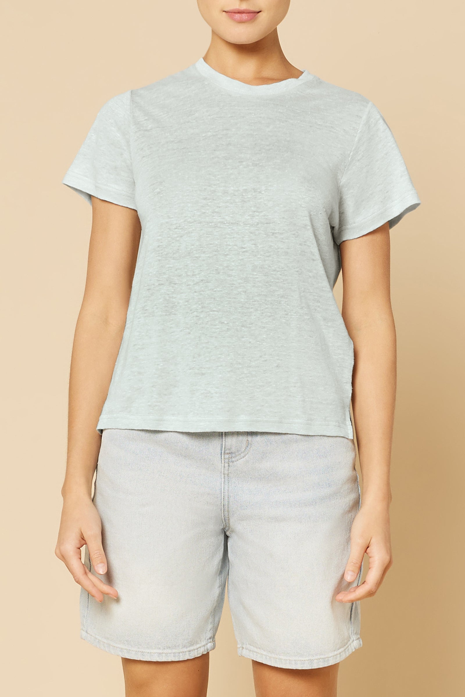 Nude Lucy Clara Linen Tee in a Ice White Colour