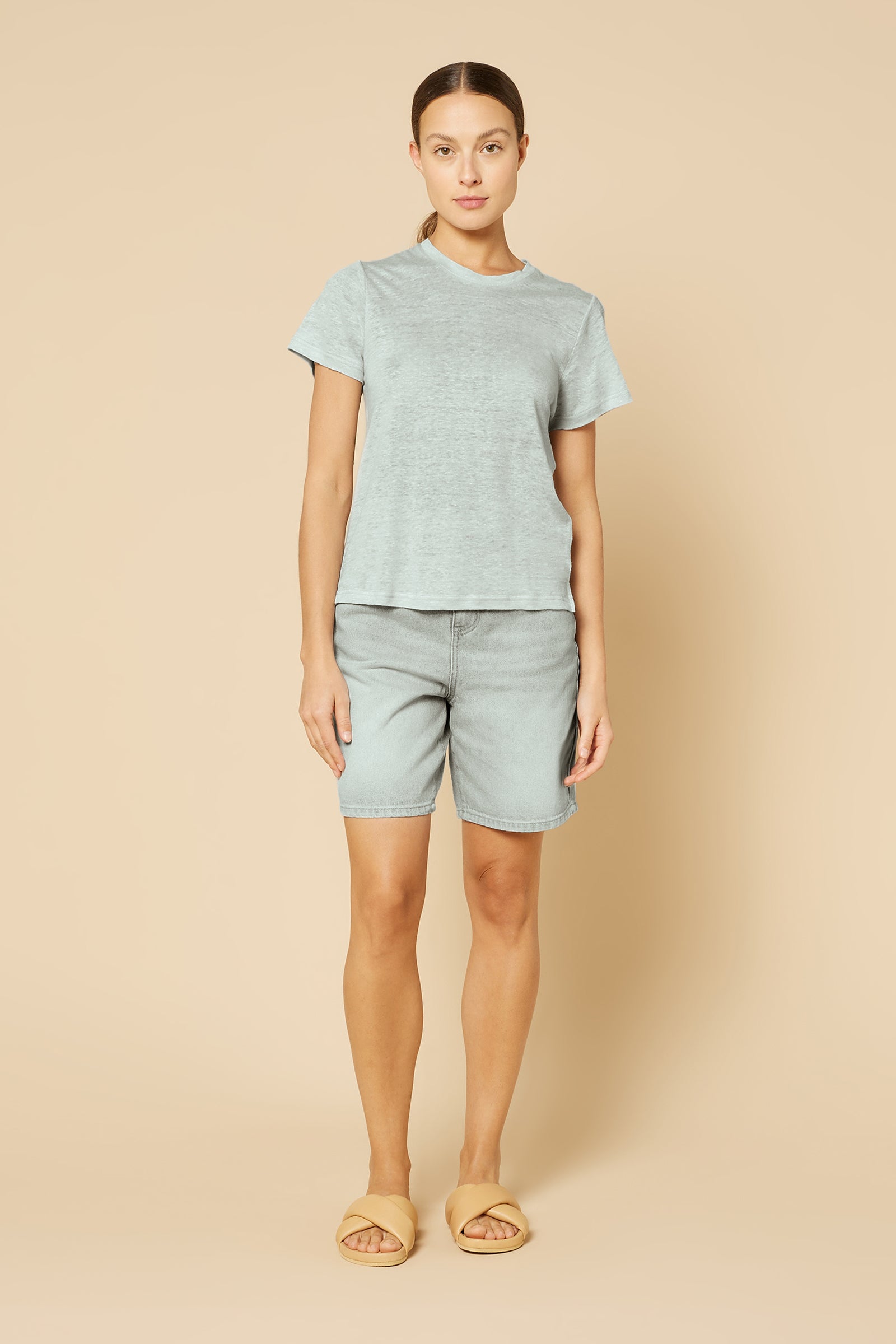 Nude Lucy Clara Linen Tee in a Ice White Colour