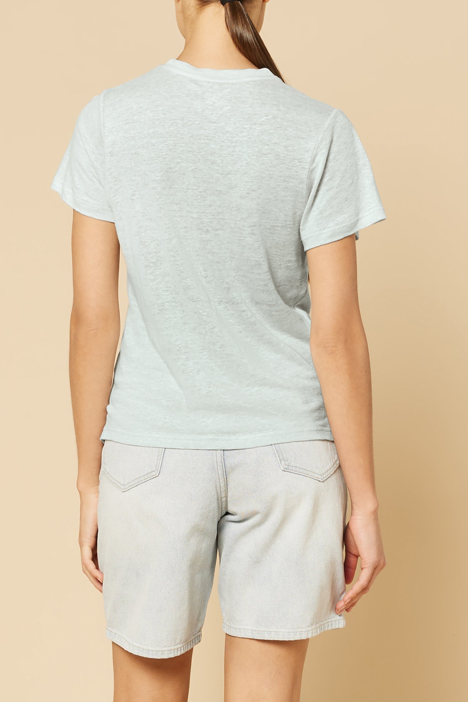Nude Lucy Clara Linen Tee in a Ice White Colour
