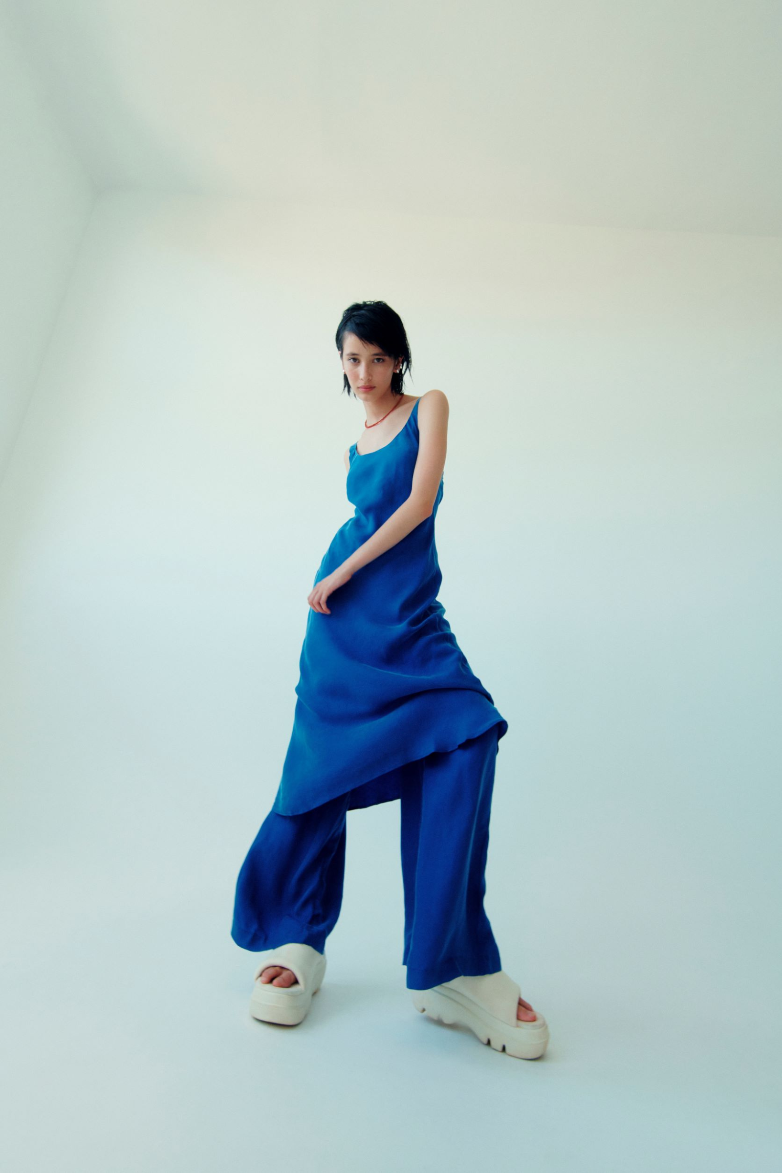 Nude Lucy Ren Cupro Slip Dress In Ocean 